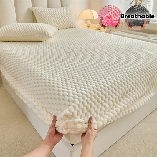 KGOODS Jacquard Velvet Fitted Sheet – Thick, Soft & Wrinkle-Resistant