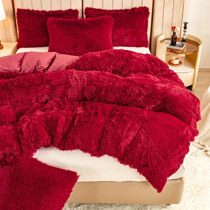 Multicolor Plush Cover Set – Soft Fluffy Bedding with Pillowcases