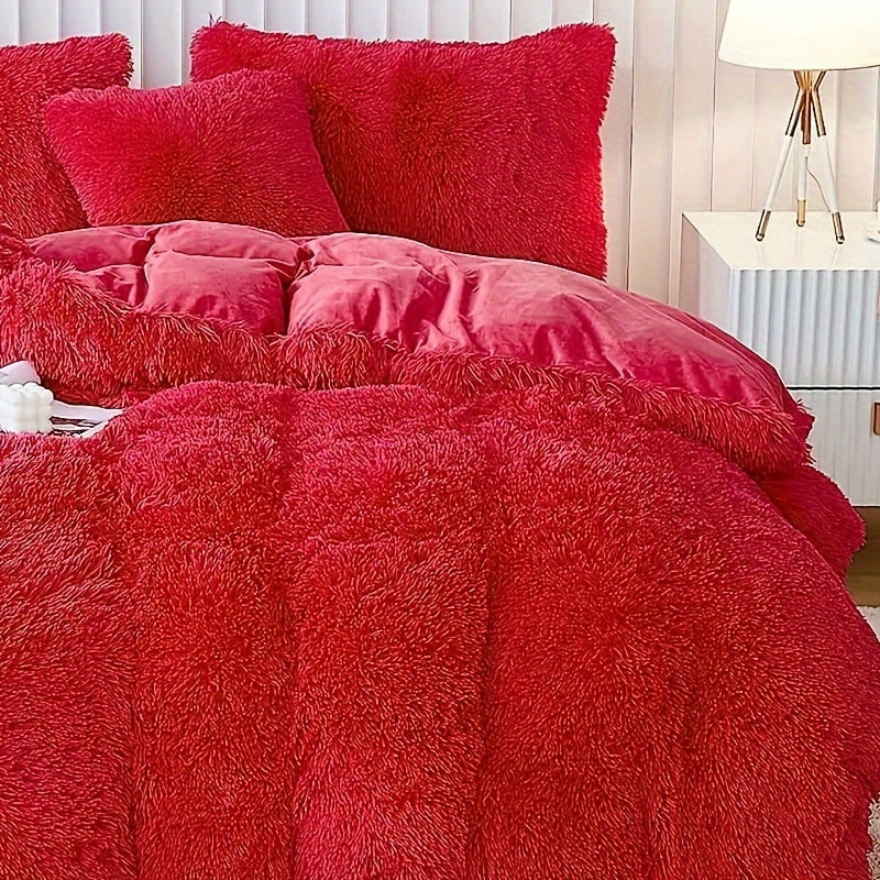 Multicolor Plush Cover Set – Soft Fluffy Bedding with Pillowcases
