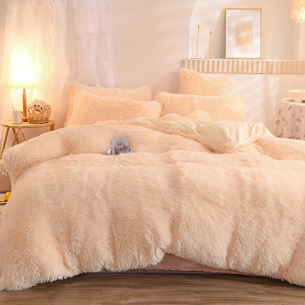 Multicolor Plush Cover Set – Soft Fluffy Bedding with Pillowcases