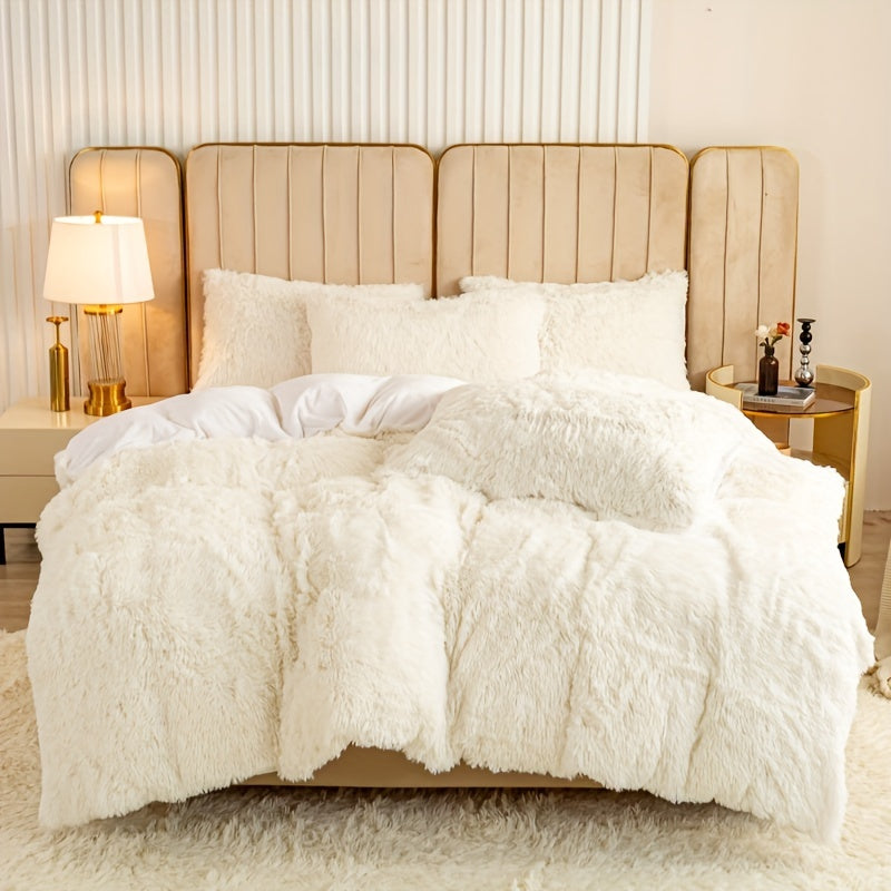 Multicolor Plush Cover Set – Soft Fluffy Bedding with Pillowcases