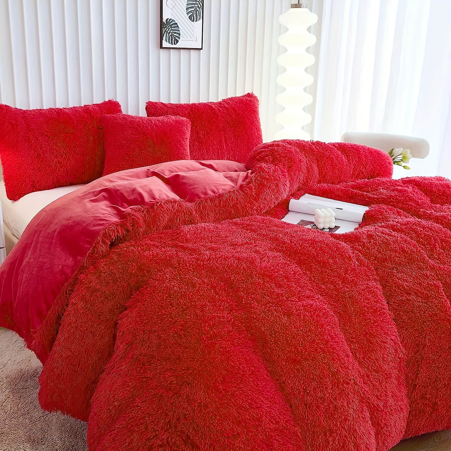 Multicolor Plush Cover Set – Soft Fluffy Bedding with Pillowcases