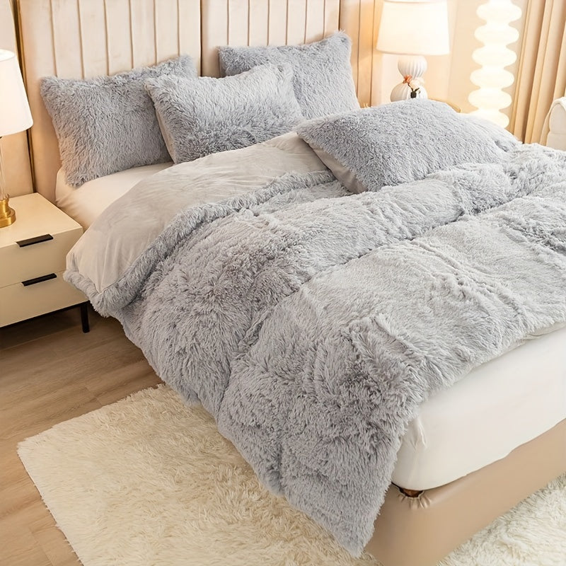 Multicolor Plush Cover Set – Soft Fluffy Bedding with Pillowcases
