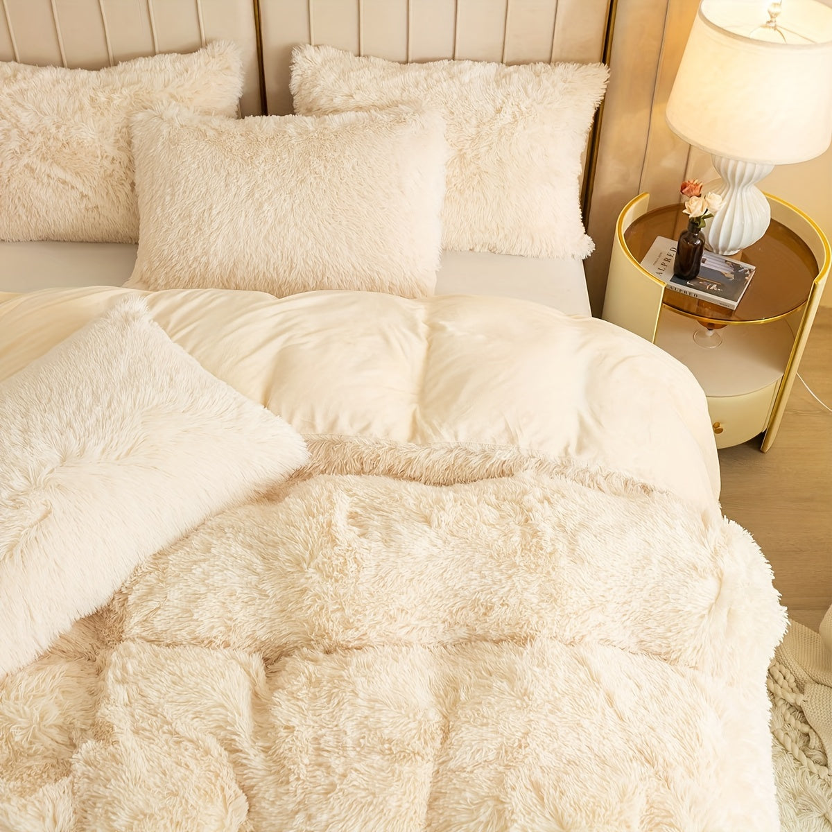 Multicolor Plush Cover Set – Soft Fluffy Bedding with Pillowcases
