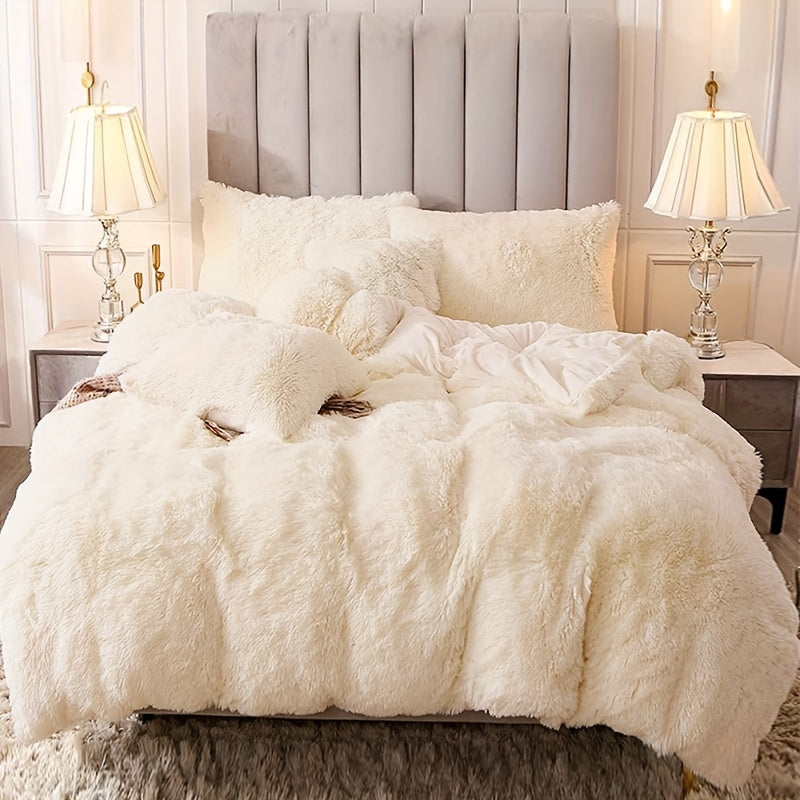 Multicolor Plush Cover Set – Soft Fluffy Bedding with Pillowcases