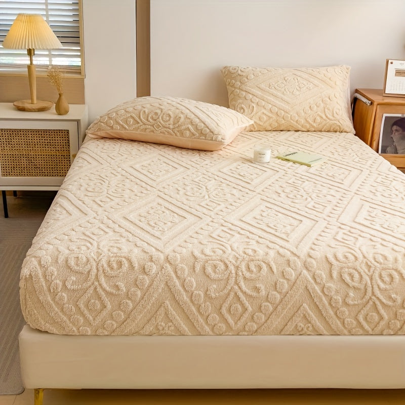 KGOODS Taffeta Fitted Sheet with 3D Floral Design – Soft & Non-Slip