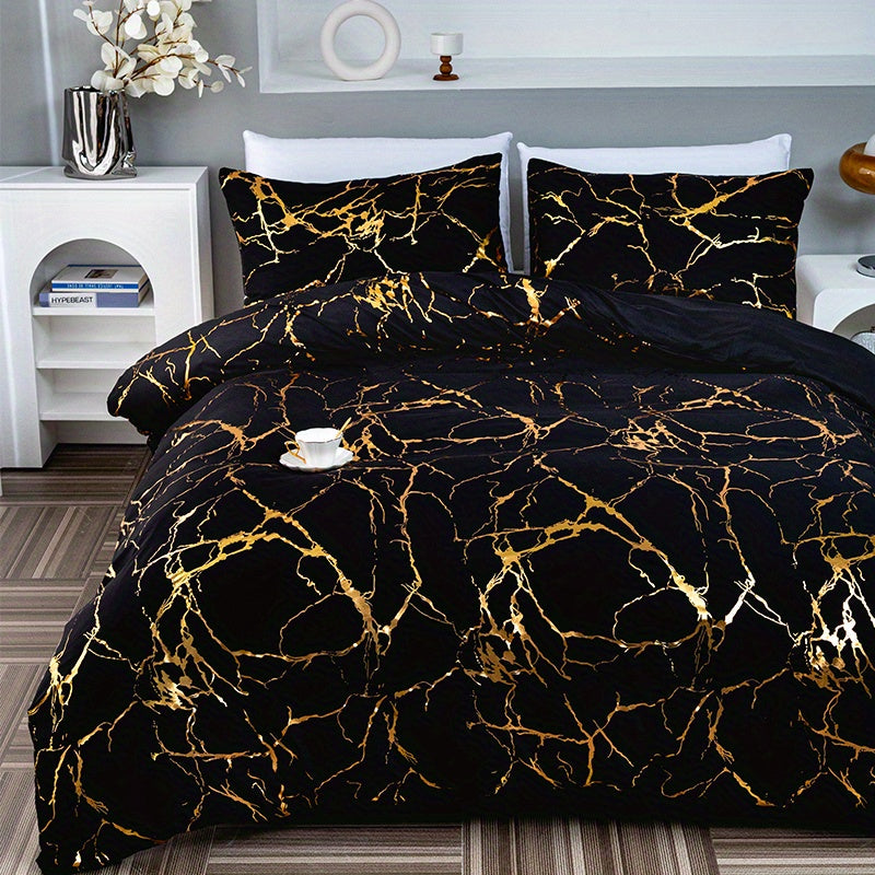 Luxury Gilded Vein 3-Piece Duvet Cover Set