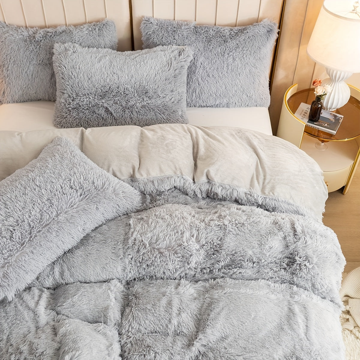 Multicolor Plush Cover Set – Soft Fluffy Bedding with Pillowcases