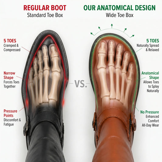 12-Hour Foot Freedom: The Anatomical Wide-Toe Boot for Pain-Free Standing & Driving