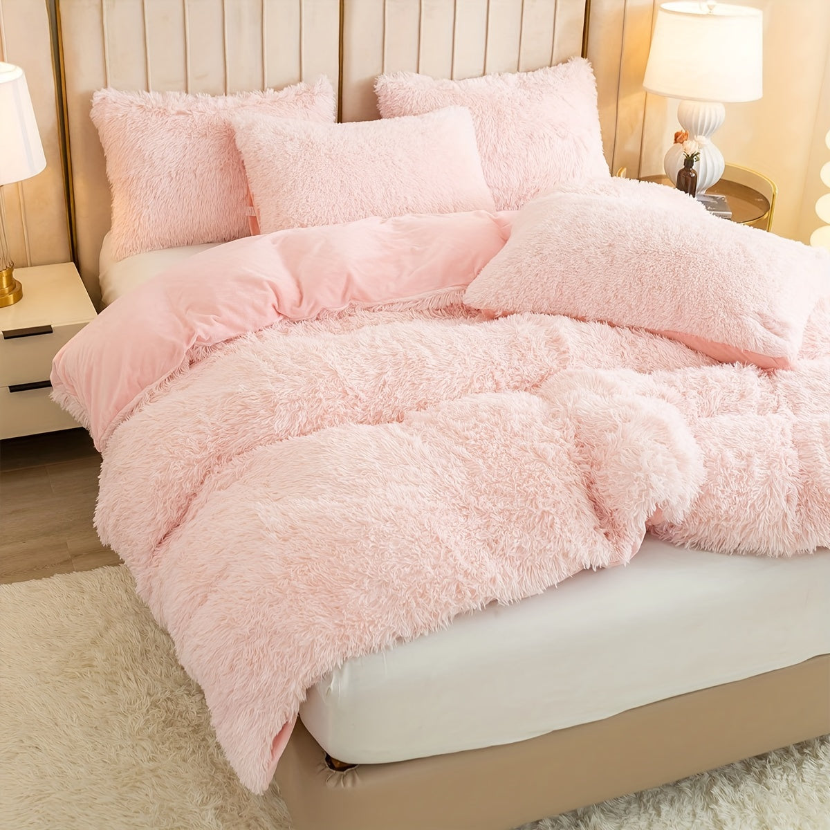 Multicolor Plush Cover Set – Soft Fluffy Bedding with Pillowcases