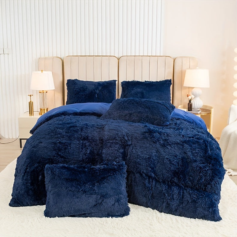 Multicolor Plush Cover Set – Soft Fluffy Bedding with Pillowcases