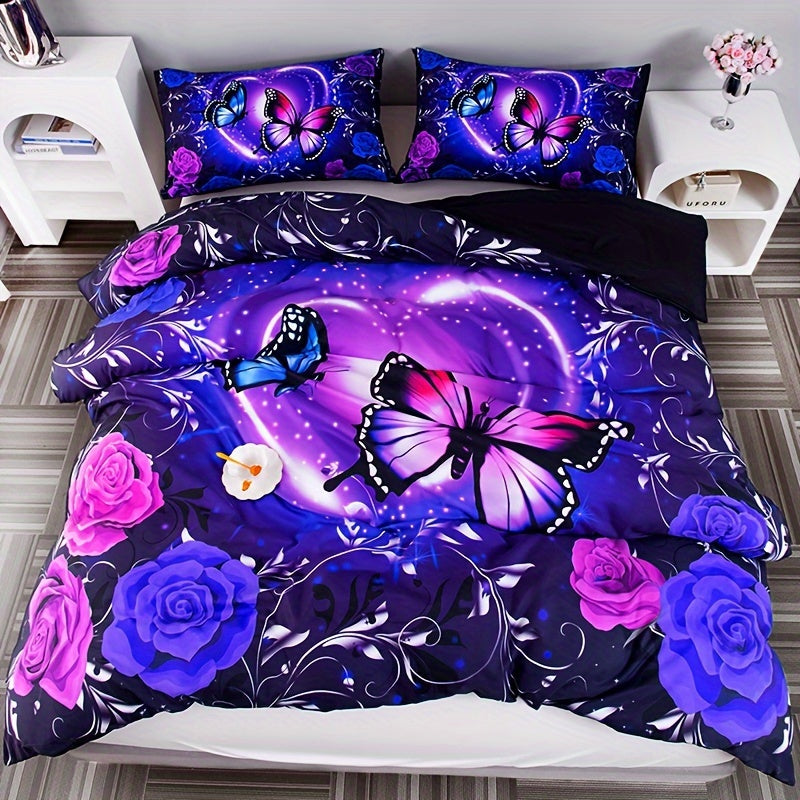 Enchanted Violet Garden 3-Piece Duvet Cover Set