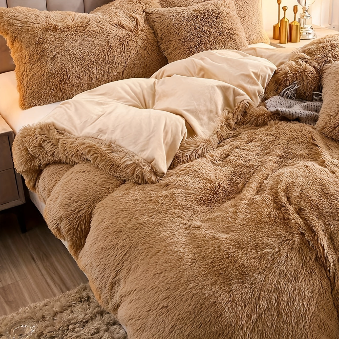 Multicolor Plush Cover Set – Soft Fluffy Bedding with Pillowcases