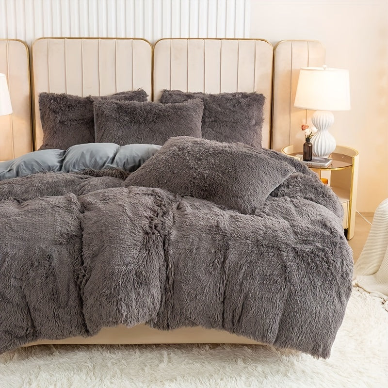 Multicolor Plush Cover Set – Soft Fluffy Bedding with Pillowcases