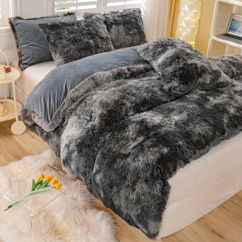 Y2K Tie-Dye Plush Cover Set – Soft Gradient Bedding with Pillowcases
