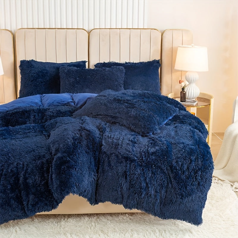 Multicolor Plush Cover Set – Soft Fluffy Bedding with Pillowcases
