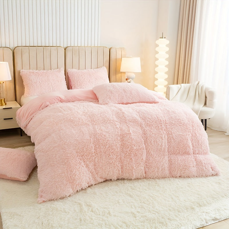 Multicolor Plush Cover Set – Soft Fluffy Bedding with Pillowcases