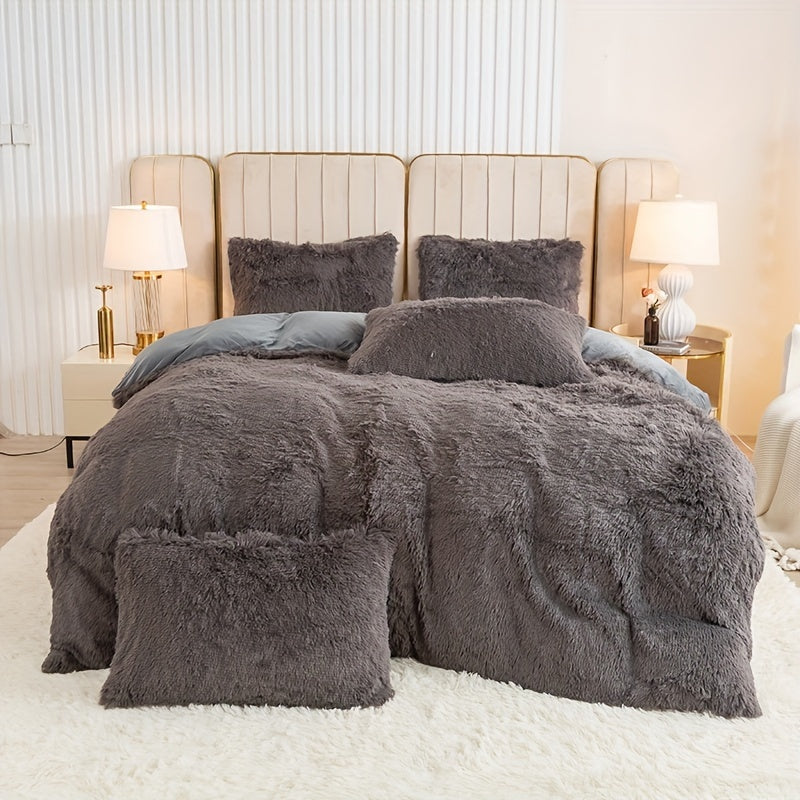 Multicolor Plush Cover Set – Soft Fluffy Bedding with Pillowcases