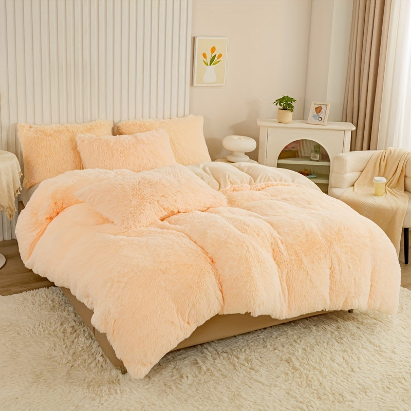 Multicolor Plush Cover Set – Soft Fluffy Bedding with Pillowcases