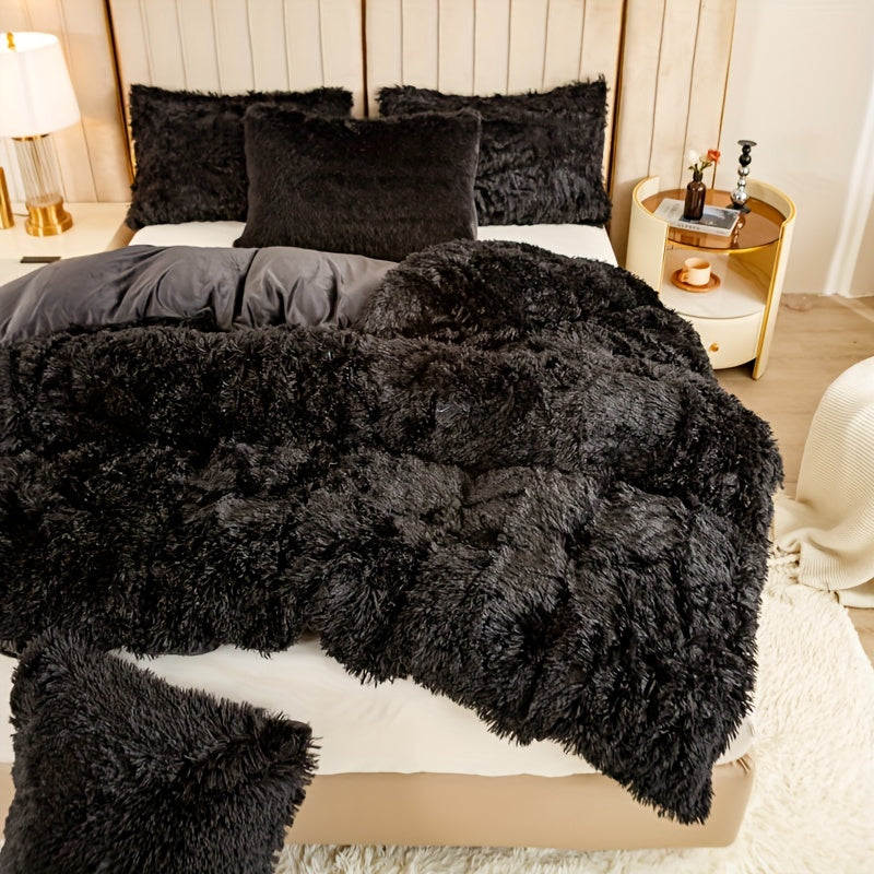 Multicolor Plush Cover Set – Soft Fluffy Bedding with Pillowcases
