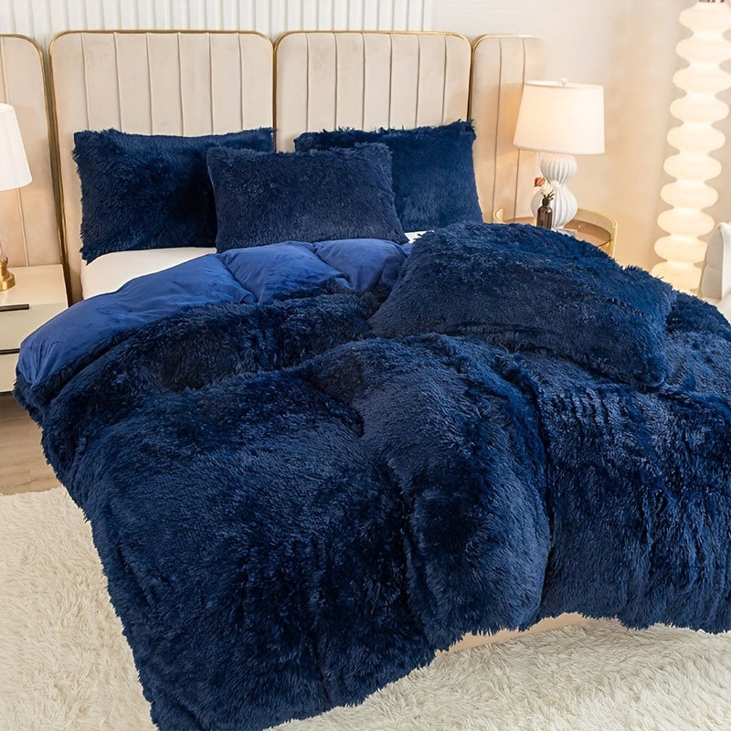 Multicolor Plush Cover Set – Soft Fluffy Bedding with Pillowcases