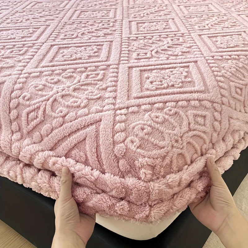 KGOODS Taffeta Fitted Sheet with 3D Floral Design – Soft & Non-Slip