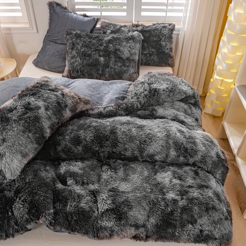 Y2K Tie-Dye Plush Cover Set – Soft Gradient Bedding with Pillowcases