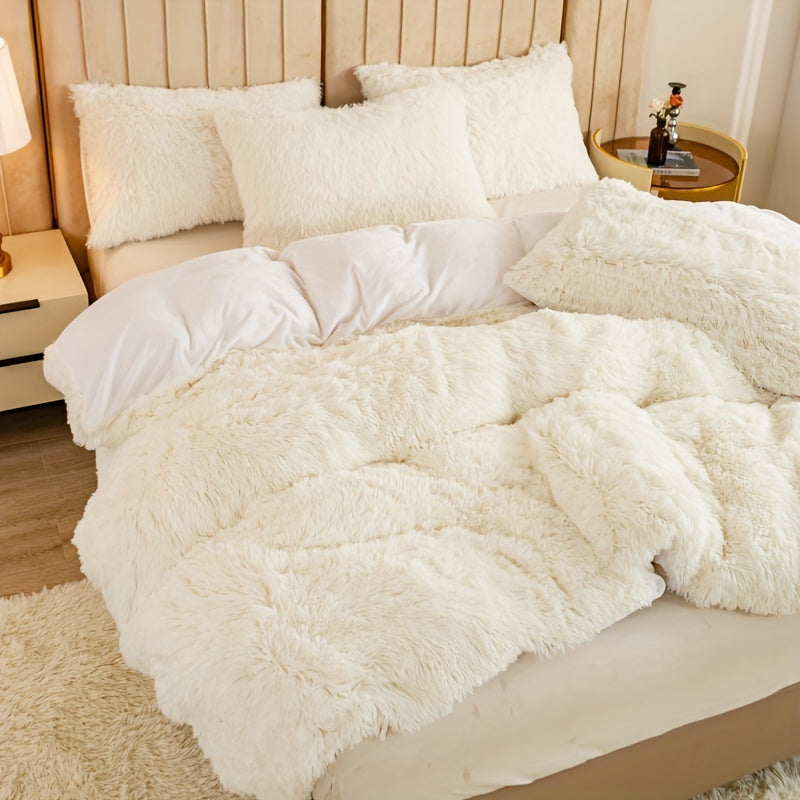 Multicolor Plush Cover Set – Soft Fluffy Bedding with Pillowcases