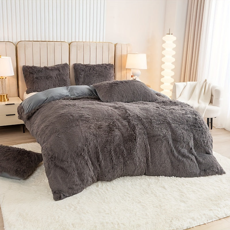 Multicolor Plush Cover Set – Soft Fluffy Bedding with Pillowcases