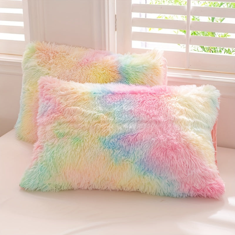 Y2K Tie-Dye Plush Cover Set – Soft Gradient Bedding with Pillowcases