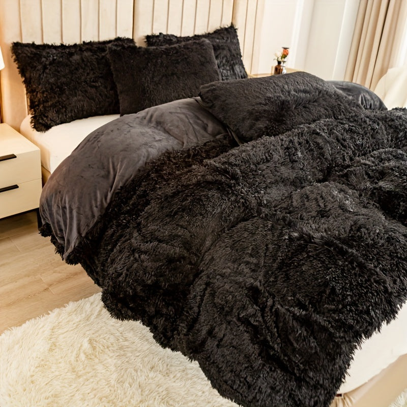 Multicolor Plush Cover Set – Soft Fluffy Bedding with Pillowcases