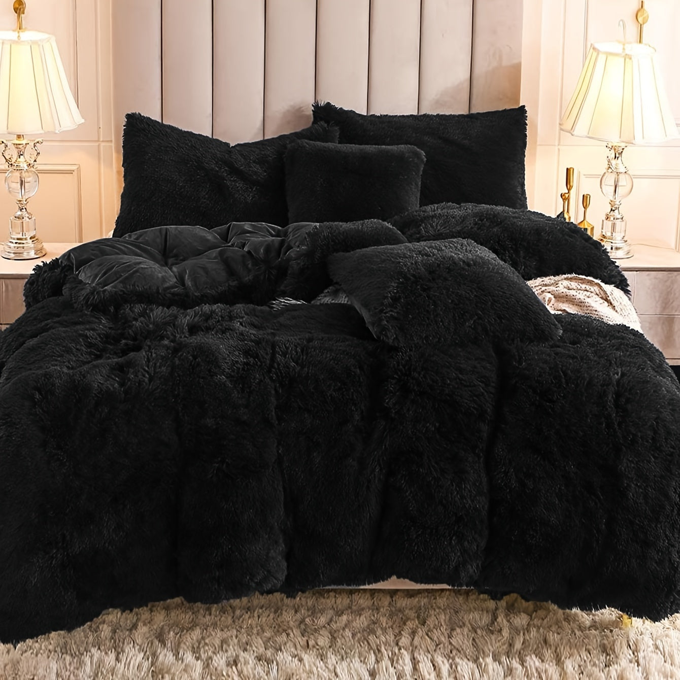 Multicolor Plush Cover Set – Soft Fluffy Bedding with Pillowcases
