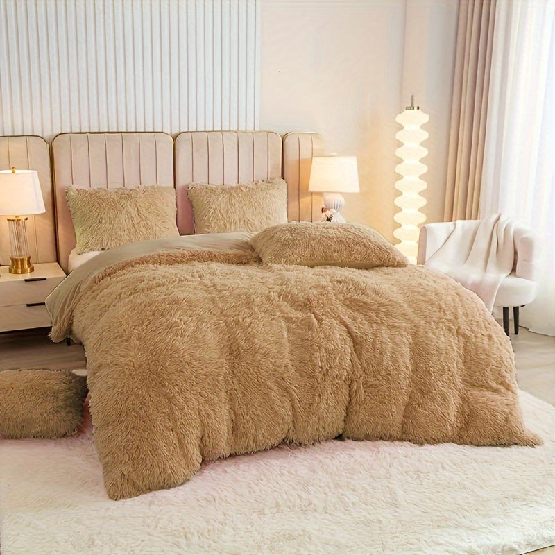 Multicolor Plush Cover Set – Soft Fluffy Bedding with Pillowcases