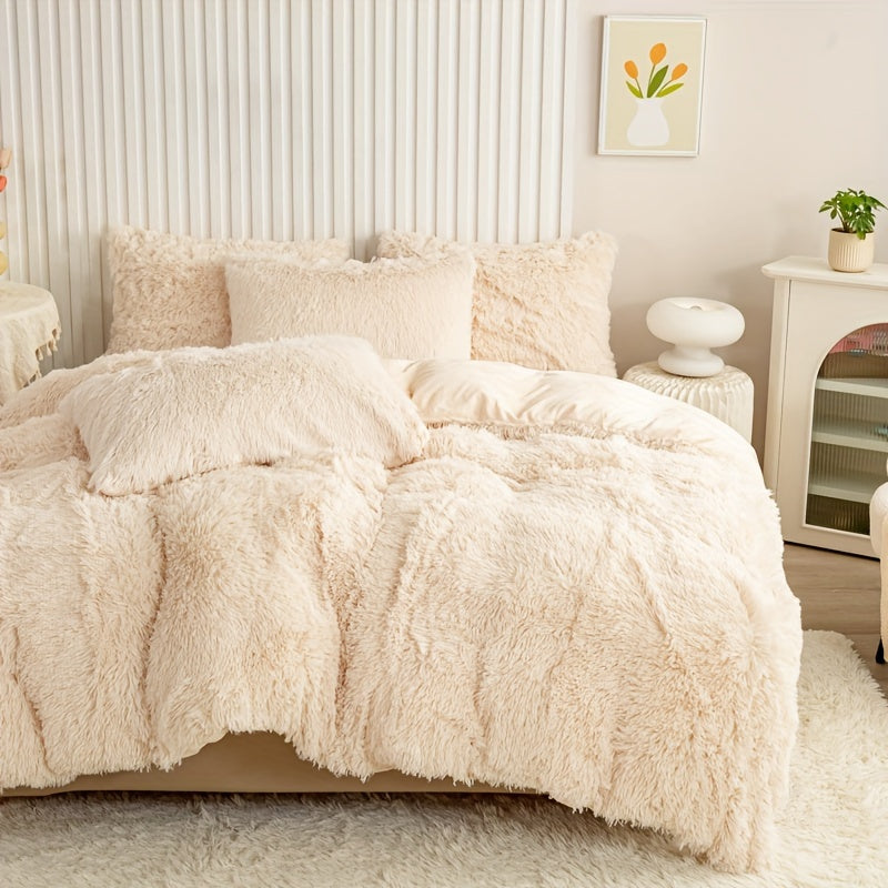 Multicolor Plush Cover Set – Soft Fluffy Bedding with Pillowcases