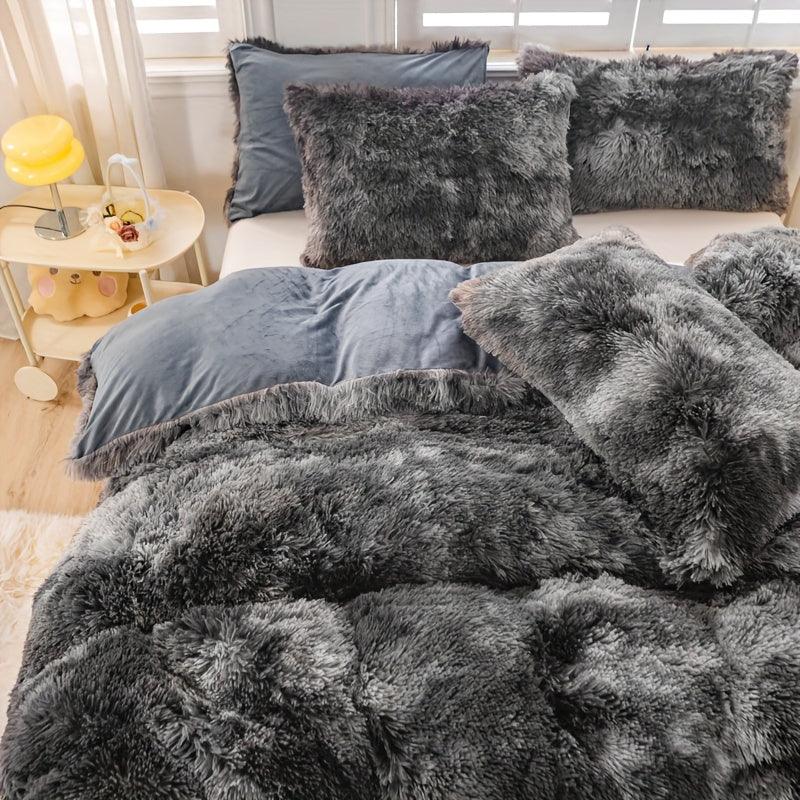 Y2K Tie-Dye Plush Cover Set – Soft Gradient Bedding with Pillowcases