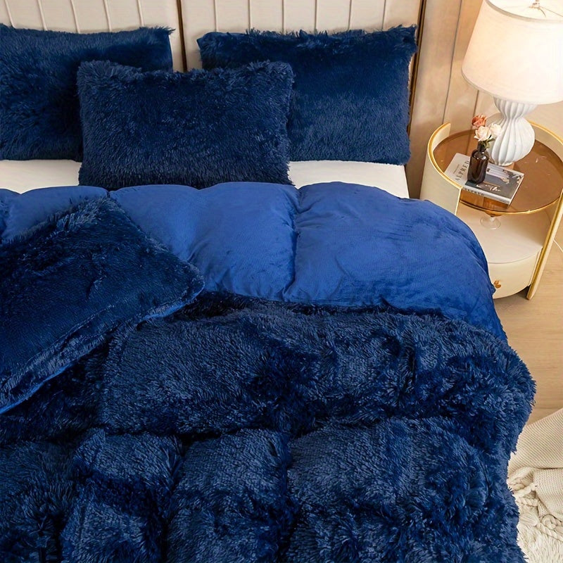 Multicolor Plush Cover Set – Soft Fluffy Bedding with Pillowcases
