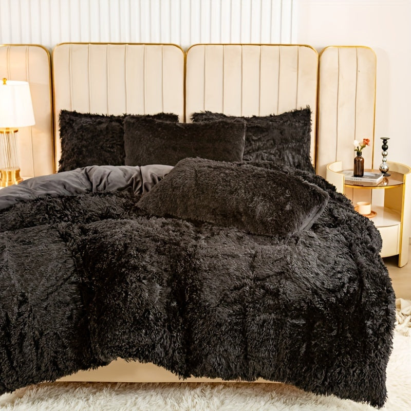Multicolor Plush Cover Set – Soft Fluffy Bedding with Pillowcases