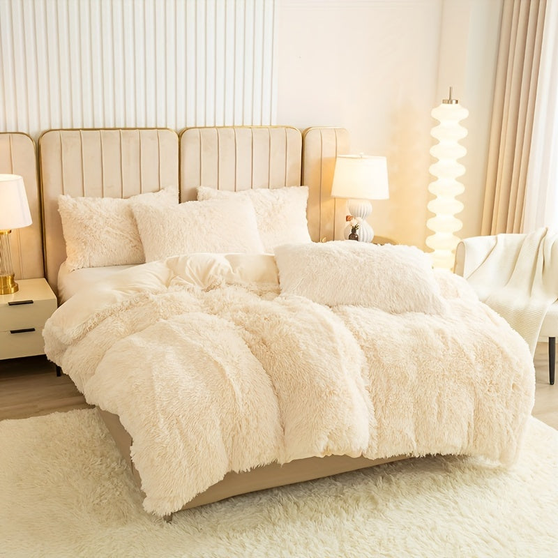 Multicolor Plush Cover Set – Soft Fluffy Bedding with Pillowcases