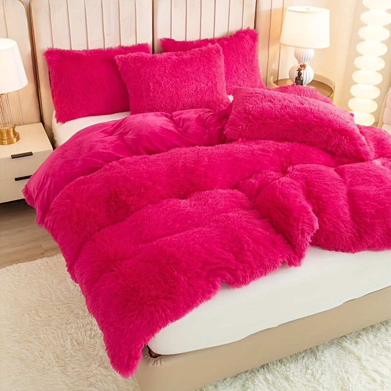 Multicolor Plush Cover Set – Soft Fluffy Bedding with Pillowcases