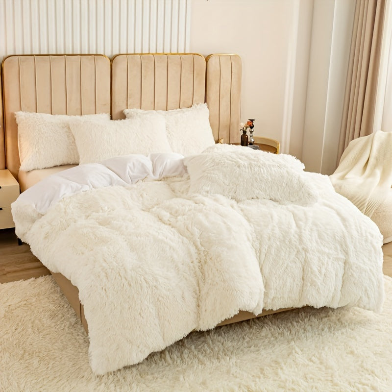 Multicolor Plush Cover Set – Soft Fluffy Bedding with Pillowcases