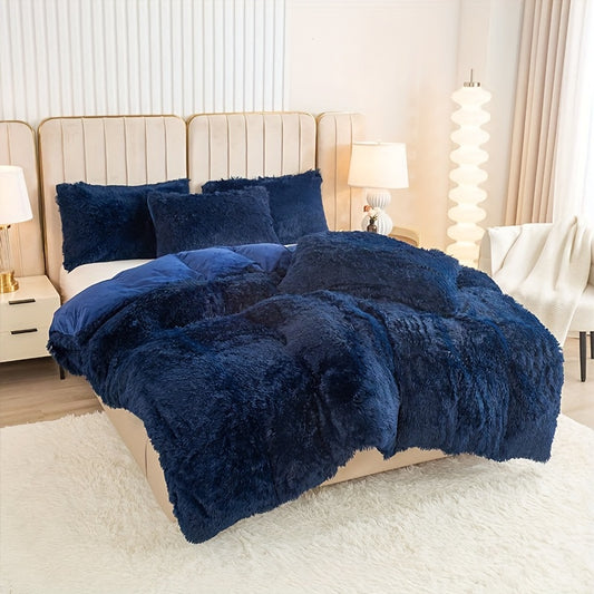 Multicolor Plush Cover Set – Soft Fluffy Bedding with Pillowcases
