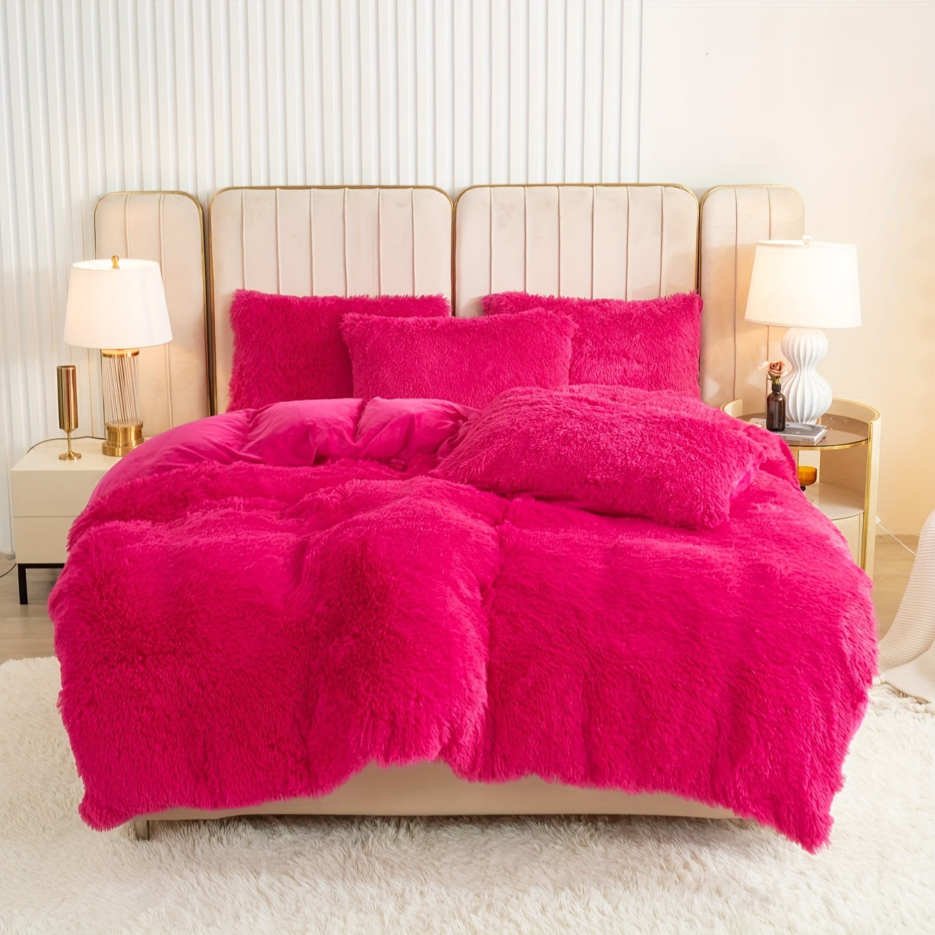 Multicolor Plush Cover Set – Soft Fluffy Bedding with Pillowcases