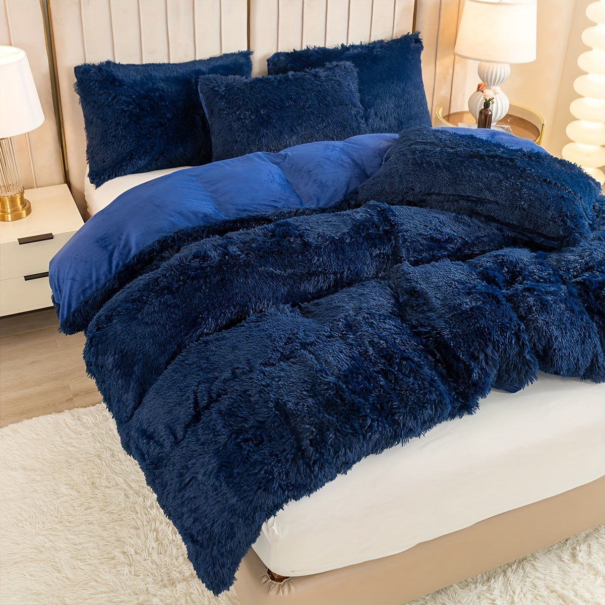 Multicolor Plush Cover Set – Soft Fluffy Bedding with Pillowcases