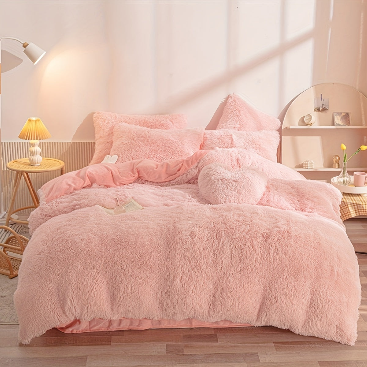 Multicolor Plush Cover Set – Soft Fluffy Bedding with Pillowcases