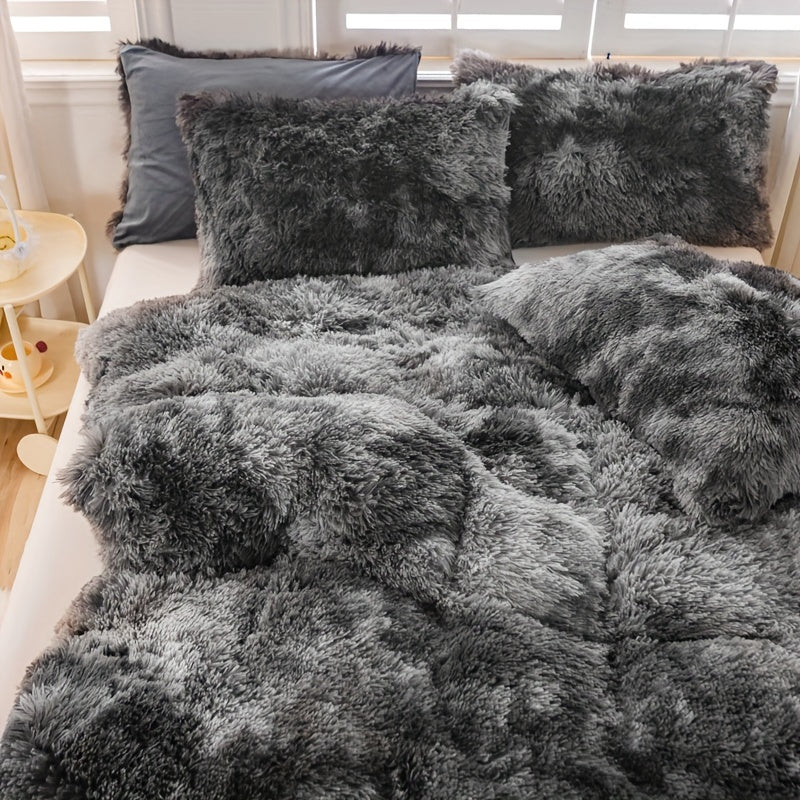 Y2K Tie-Dye Plush Cover Set – Soft Gradient Bedding with Pillowcases