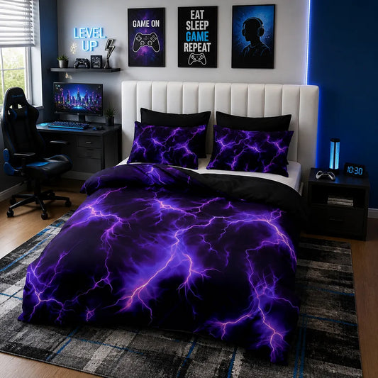 Purple Lightning Storm Cover Set