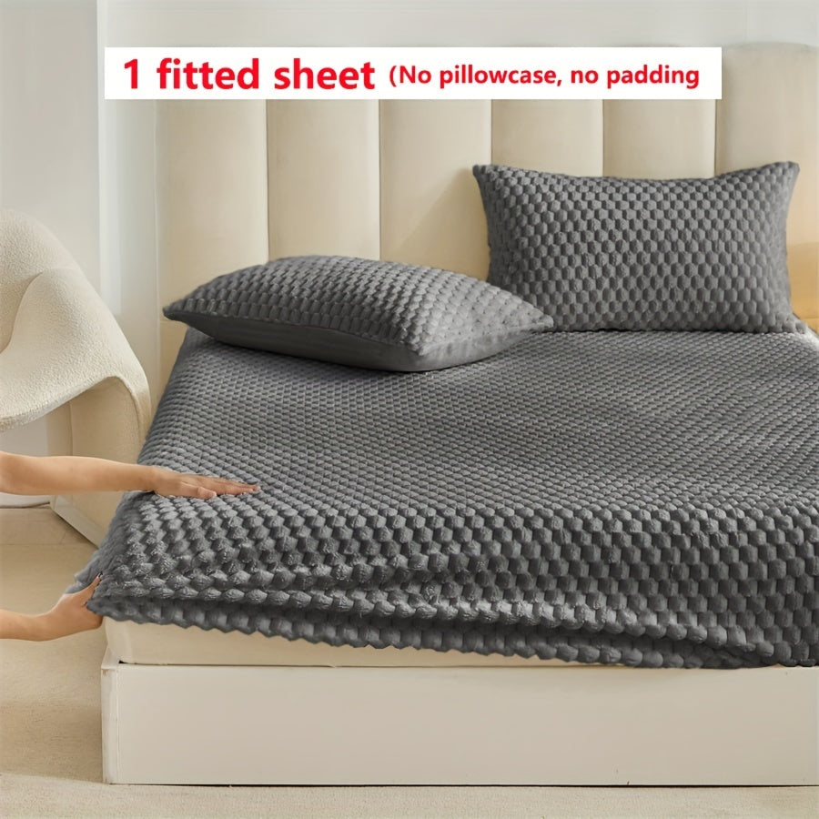 KGOODS Jacquard Velvet Fitted Sheet – Thick, Soft & Wrinkle-Resistant