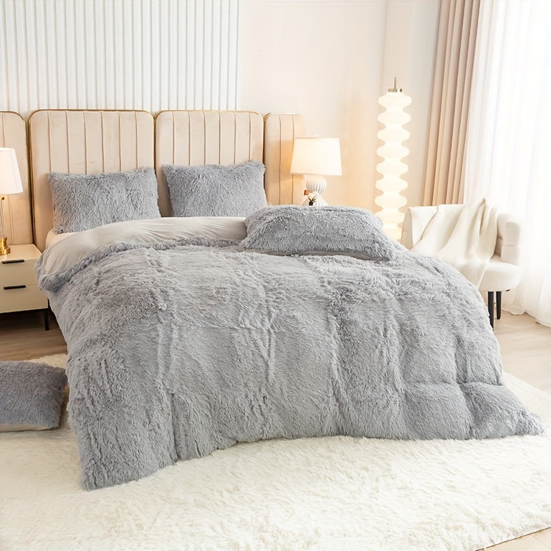 Multicolor Plush Cover Set – Soft Fluffy Bedding with Pillowcases
