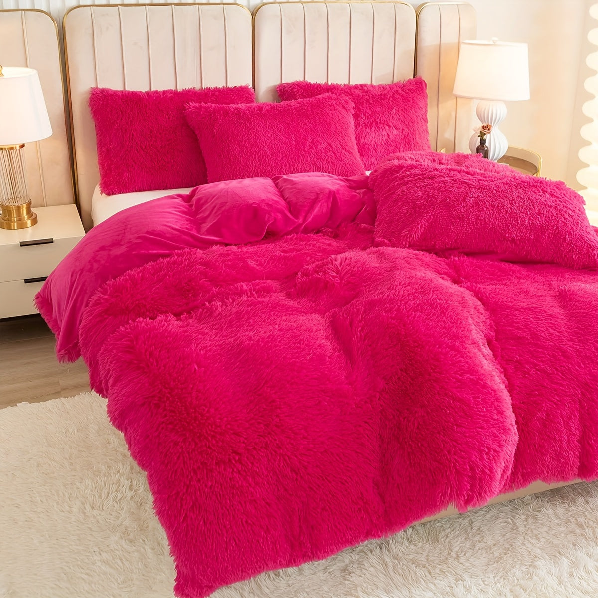 Multicolor Plush Cover Set – Soft Fluffy Bedding with Pillowcases