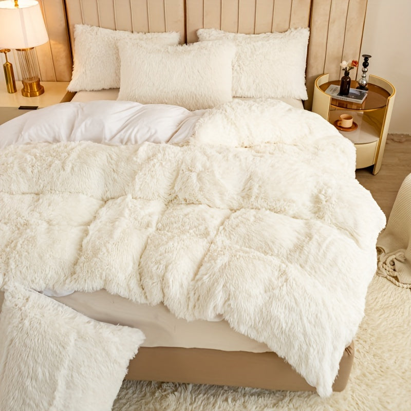 Multicolor Plush Cover Set – Soft Fluffy Bedding with Pillowcases